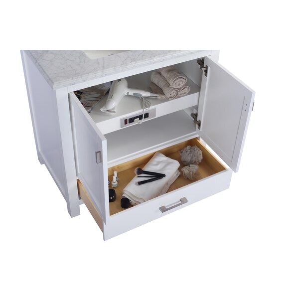 Wilson 36, White Cabinet & Black Wood Countertop